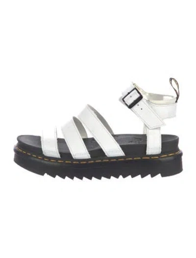 Pre-owned Dr. Martens Leather Whipstitch Trim Gladiator Sandals In White