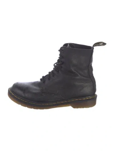 Pre-owned Dr. Martens Leather Whipstitch Trim Lace-up Boots In Black