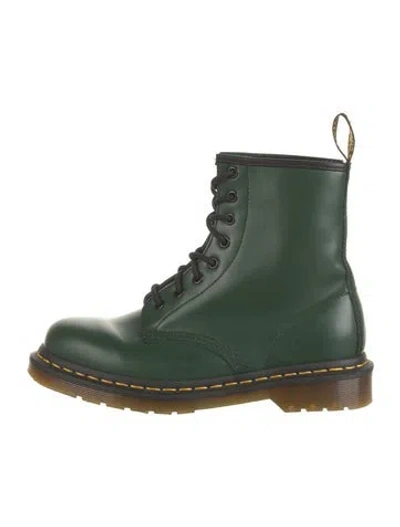 Pre-owned Dr. Martens Leather Whipstitch Trim Lace-up Boots In Green