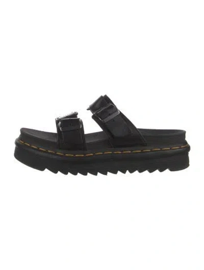 Pre-owned Dr. Martens Leather Whipstitch Trim Slingback Sandals In Black