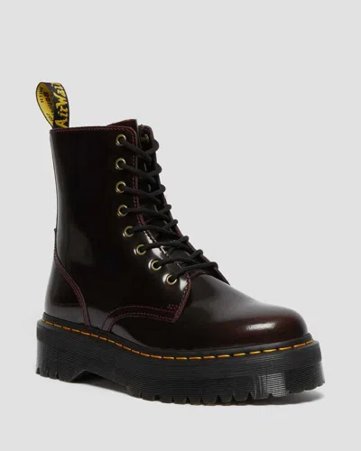 Dr. Martens Leder Jadon Arcadia Plateau Stiefel Schuhe In Rot