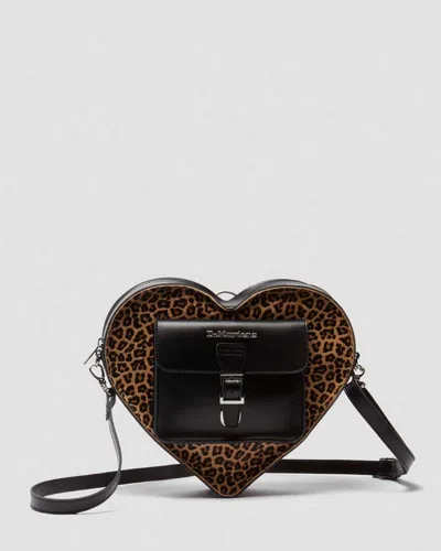 Dr. Martens' Leopard Hair-on Kiev Leather Heart Shaped Bag In Black