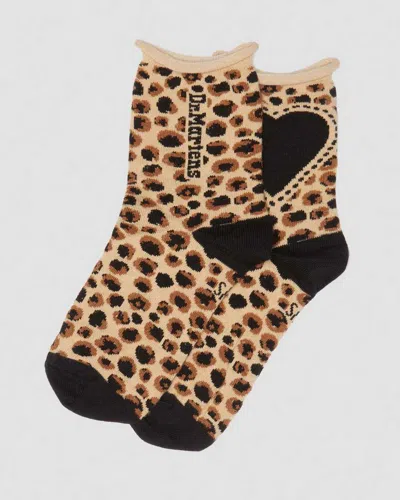 Dr. Martens' Leopard Heart Cotton Blend Socks In Tan