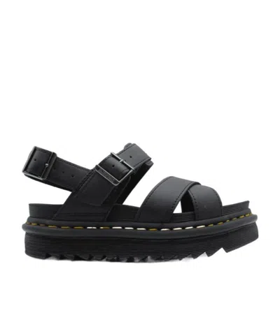 Dr. Martens' Logo Flat Sandals In Black