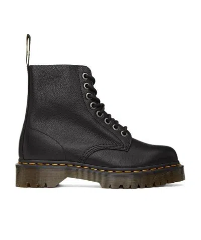 Dr. Martens Olive 1460 Warm Lined Shearling-lined Leather Ankle Boots Eur 40 / 6 Uk In Black