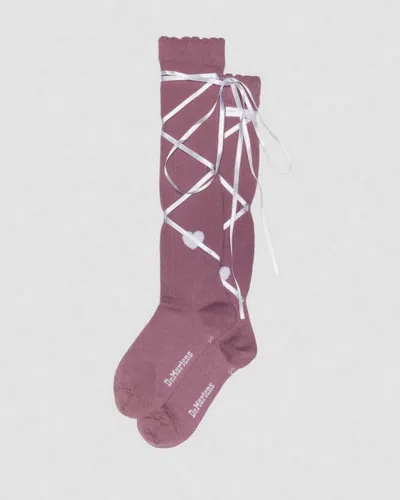 Dr. Martens Long Lace-up Organic Cotton Blend Socks In Purple