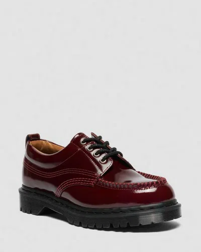 Dr. Martens Lowell Laquered Moc Toe Shoes In Burgundy