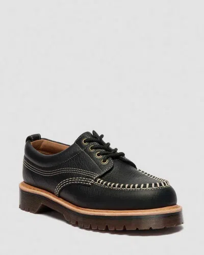 Dr. Martens Lowell Wild Grain Leather Moc Toe Shoes In Black