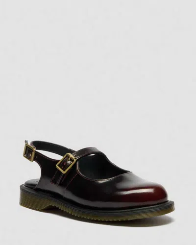 Dr. Martens Madaline Mary Jane Rub Off Leder Sling Back Schuhe In Burgundy