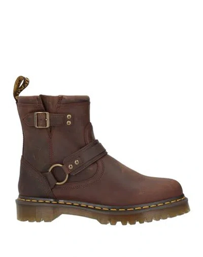 Dr. Martens Man Ankle Boots Dark Brown Size 10 Leather In Animal Print