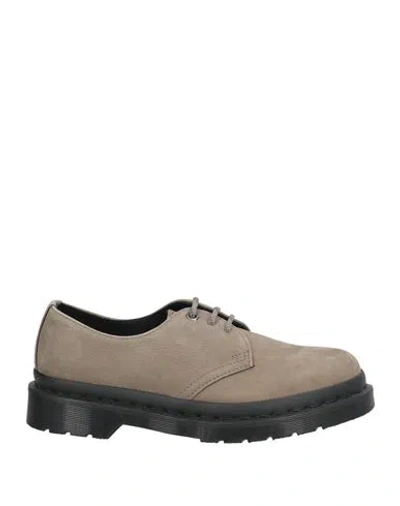Dr. Martens Man Lace-up Shoes Khaki Size 8 Leather In Gray