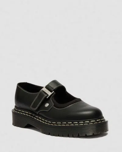 Dr. Martens Mary Jane Bex Double Stitch Leather Shoes In Black