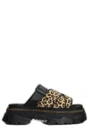 Dr. Martens' Mattison Light Tan Mini Leopard Slides Light Tan In Multi