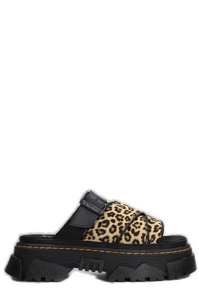 Dr. Martens' Mattison Light Tan Mini Leopard Slides Light Tan In Multi
