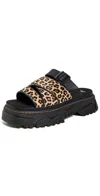 Dr. Martens' Mattison Light Tan Mini Leopard Slides Light Tan In Light Tan