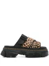 Dr. Martens' Mattison Light Tan Mini Leopard Slides Light Tan In 黑色