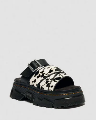 Dr. Martens Mattison Slide Dalmatian Hair On Leather Sandals In Multi