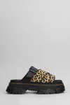 Dr. Martens' Mattison Light Tan Mini Leopard Slides Light Tan In Black