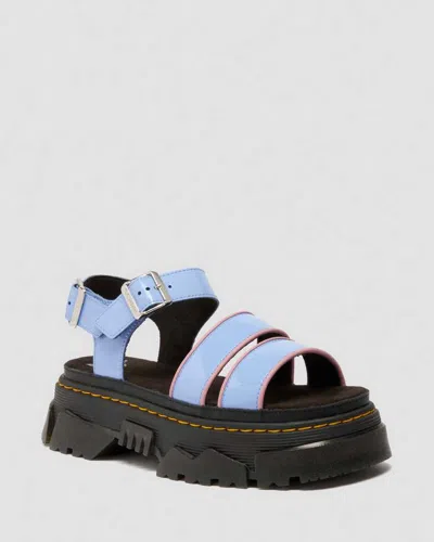 Dr. Martens Mattison Two Strap Soft Patent Leather Sandals In Blue