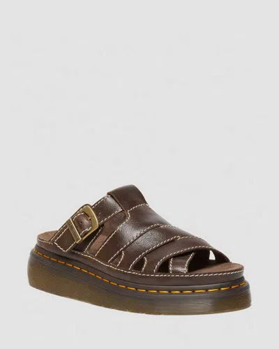 Dr. Martens Maxxy Slide Ar Rogue Leather Sandals In Brown