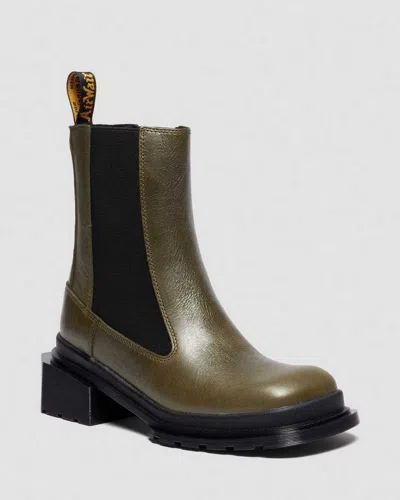 Dr. Martens Maybole Chelsea Square Toe Leather Boots In Green