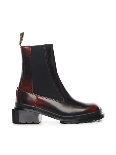 Dr. Martens Damen Maybole Leder Chelsea Stiefel Mit Eckiger Zehenpartie In Rot
