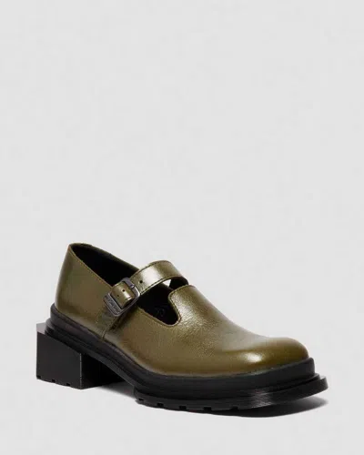 Dr. Martens Maybole Mary Jane Square Toe Leather Shoes In Green