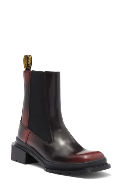 Dr. Martens' Dr. Martens Maybole Tall Chelsea Boot In Black/ Cherry Red Brush Off