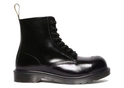Pre-owned Dr. Martens Men's  1460 Analine Leather Steel Toe Boots Black Sneakers In Black Analine/aniline