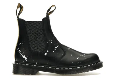Pre-owned Dr. Martens Men's  2976 Chelsea Boot Neighborhood Paint Splatter Sneakers In Black Smooth Leather
