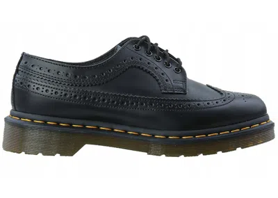 Pre-owned Dr. Martens' Men's Dr. Martens 3989 Yellow Stitch Smooth Leather Brogue Sneakers In Black