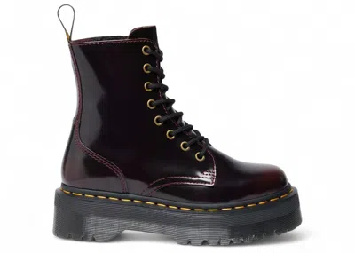 Pre-owned Dr. Martens Men's  Jadon Arcadia Leather Platform Lace Up Boot Sneakers In Cherry Red