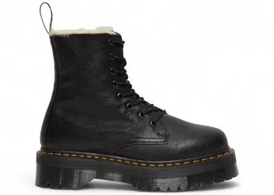 Pre-owned Dr. Martens Men's  Jadon Faux Fur Lined Pisa Leather Platform Lace Up Boot Sneakers In Black