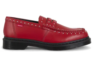 Pre-owned Dr. Martens' Men's Dr. Martens Studded Penton Loafer Supreme Sneakers In Red