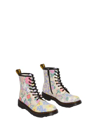Dr. Martens Mini Floral Mash Up Leather Boots In Multi