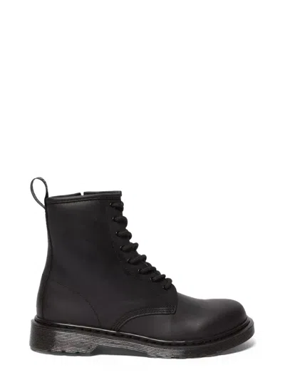 Dr. Martens Mini Leather Boots For Kids - Classic Unisex Adventure Style In Black