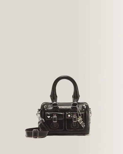 Dr. Martens Mini Top Handle Milled Gloss Leather Bag In Black