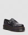Dr. Martens Monk Strap Quad Celestial Moth Embroidered Platform Shoes In Black