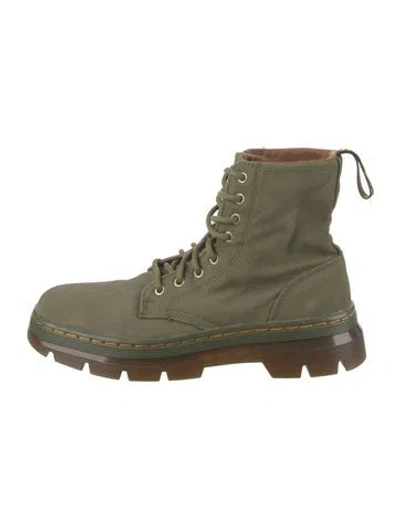 Pre-owned Dr. Martens Nubuck Combat Boots In Green