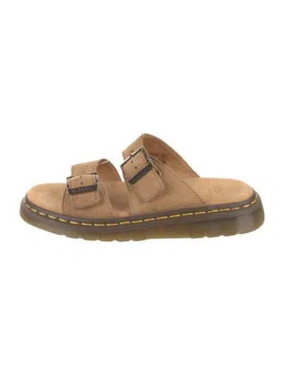 Pre-owned Dr. Martens Nubuck Slides In Neutral