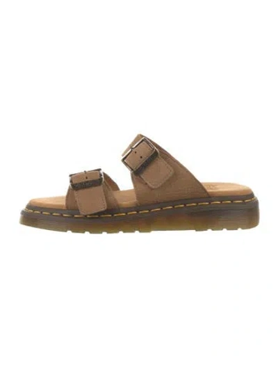 Pre-owned Dr. Martens Nubuck Slides In Neutrals