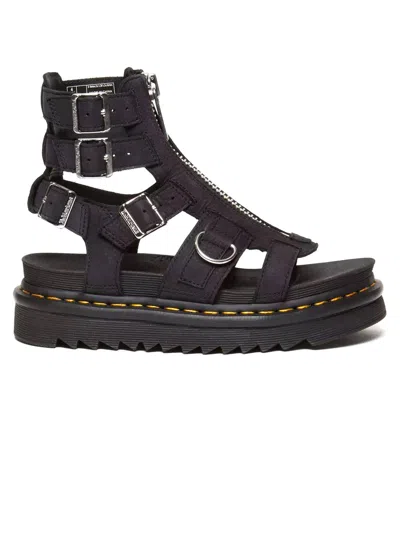 Dr. Martens' Olson Sandals In Charcoal Grey Tumbled Nubuck In Black