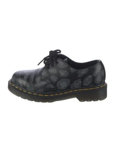 Pre-owned Dr. Martens Patent Leather Animal Print Oxfords In Green
