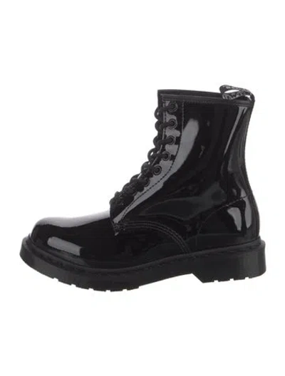 Pre-owned Dr. Martens Patent Leather Combat Boots In Black