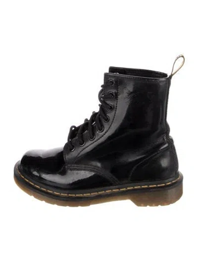 Pre-owned Dr. Martens Patent Leather Combat Boots In Black