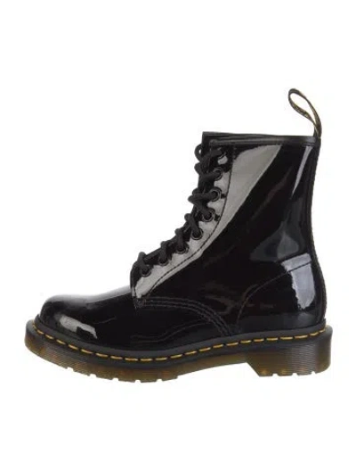 Pre-owned Dr. Martens Patent Leather Combat Boots In Black