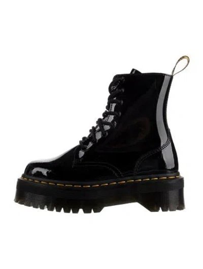 Pre-owned Dr. Martens Patent Leather Combat Boots In Black