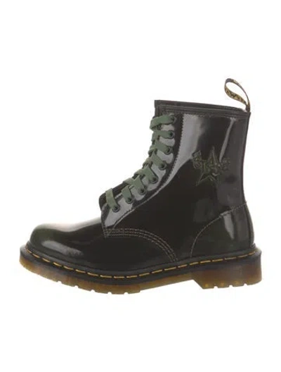 Pre-owned Dr. Martens Patent Leather Combat Boots In Black