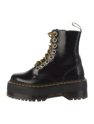 Pre-owned Dr. Martens Patent Leather Combat Boots In Black