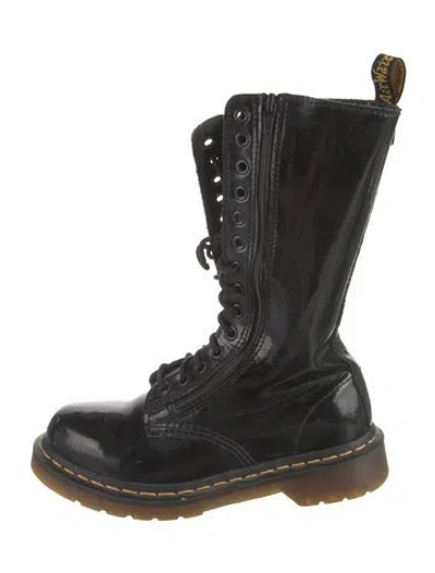 Pre-owned Dr. Martens Patent Leather Combat Boots In Black
